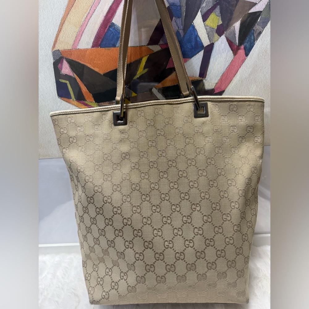 Gucci Beige Monogram Tote Bag